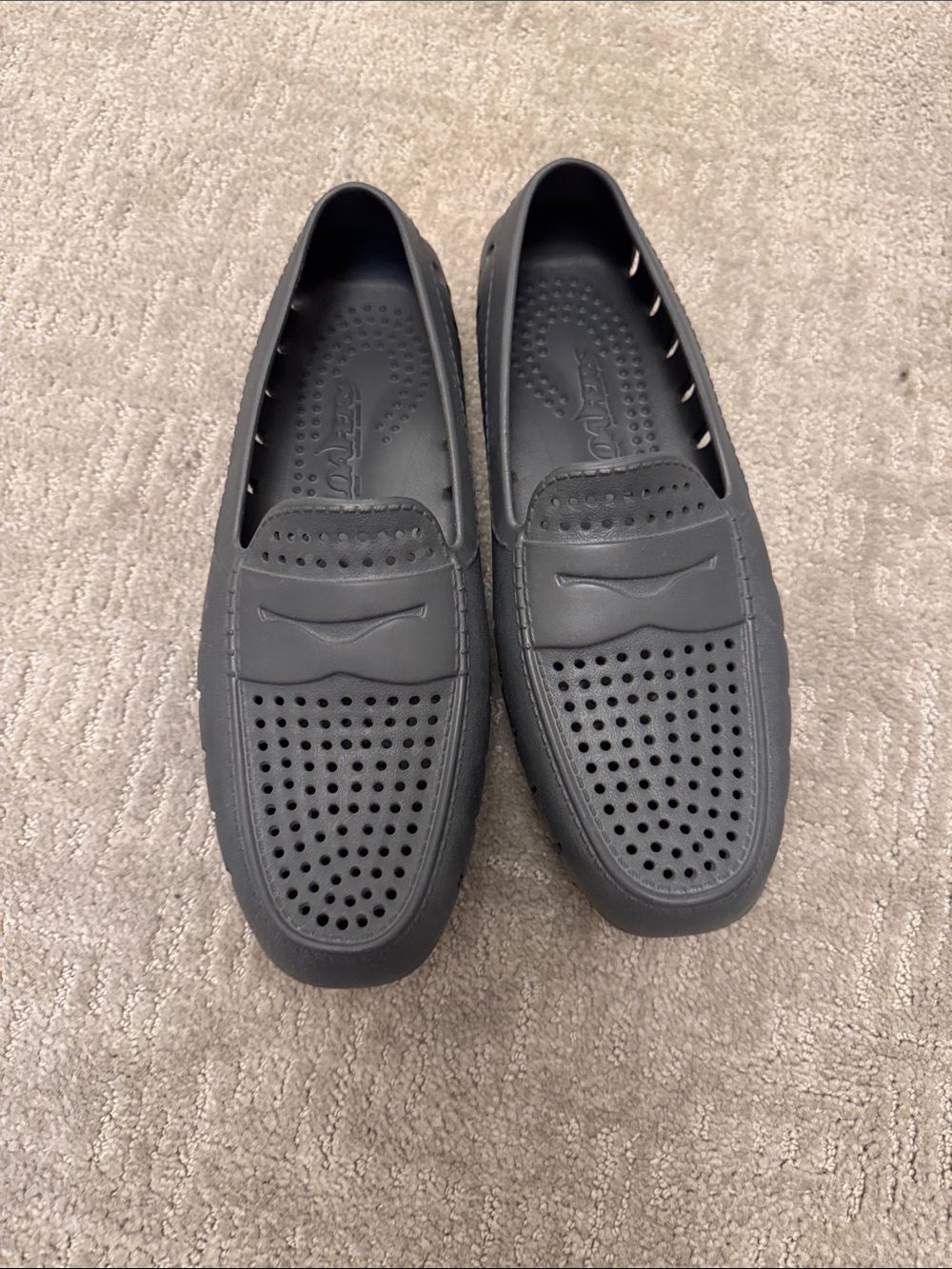 Floafers Men's Casual Perforated Slip-On Floafers - Charcoal/black/orange